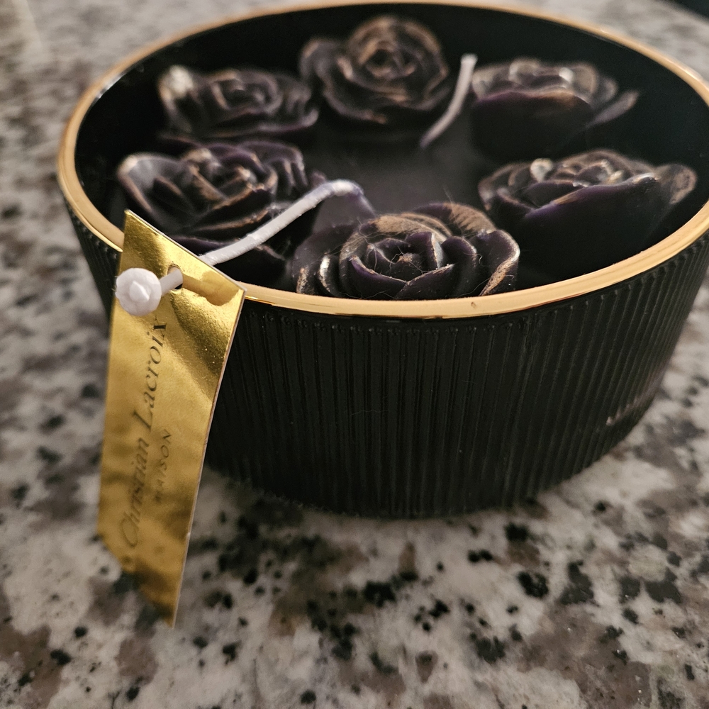 Christian Lacroix Black and Gold Rose Candle Holder